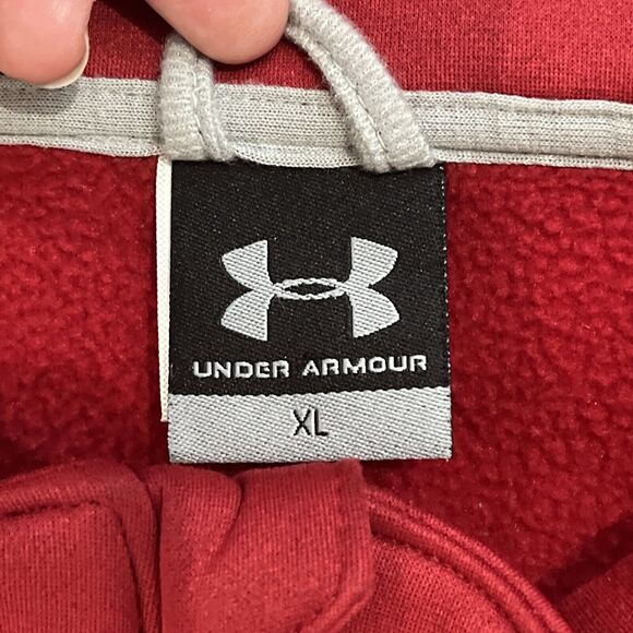 Under Armour Pullover Sweatshirt Mens XL Red Burgundy Loose Fit 1/2 Zip Fleece - Picture 5 of 11